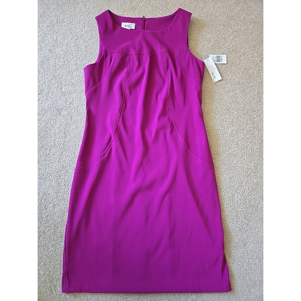 Alyx Women's Fuchsia Berry Sleeveless Sheath Dress Size 8 Polyester‎ NWT